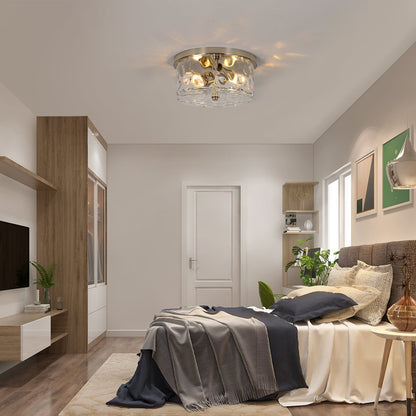 Plafonnier encastré à 2 lumières avec verre martelé transparent