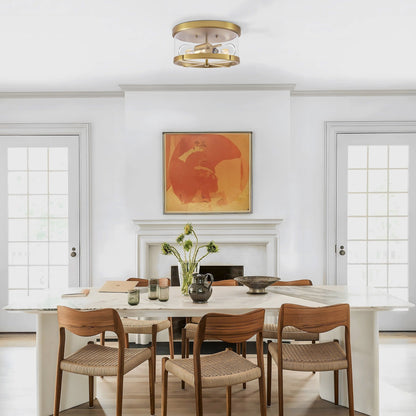 Plafonnier encastré à 2 lumières en verre transparent avec cadre en métal