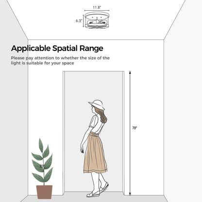 Plafonnier encastré à 2 lumières en verre transparent avec cadre en métal