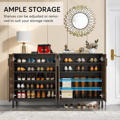 Meuble de rangement à chaussures moderne avec portes, 20 paires, 6 niveaux, pour entrée