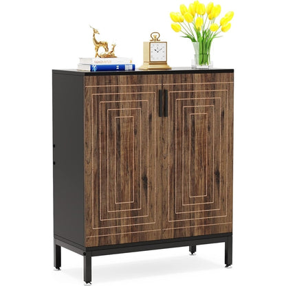 Meuble à chaussures moderne de 95 cm avec portes, blanc et doré, pour 20 paires de chaussures