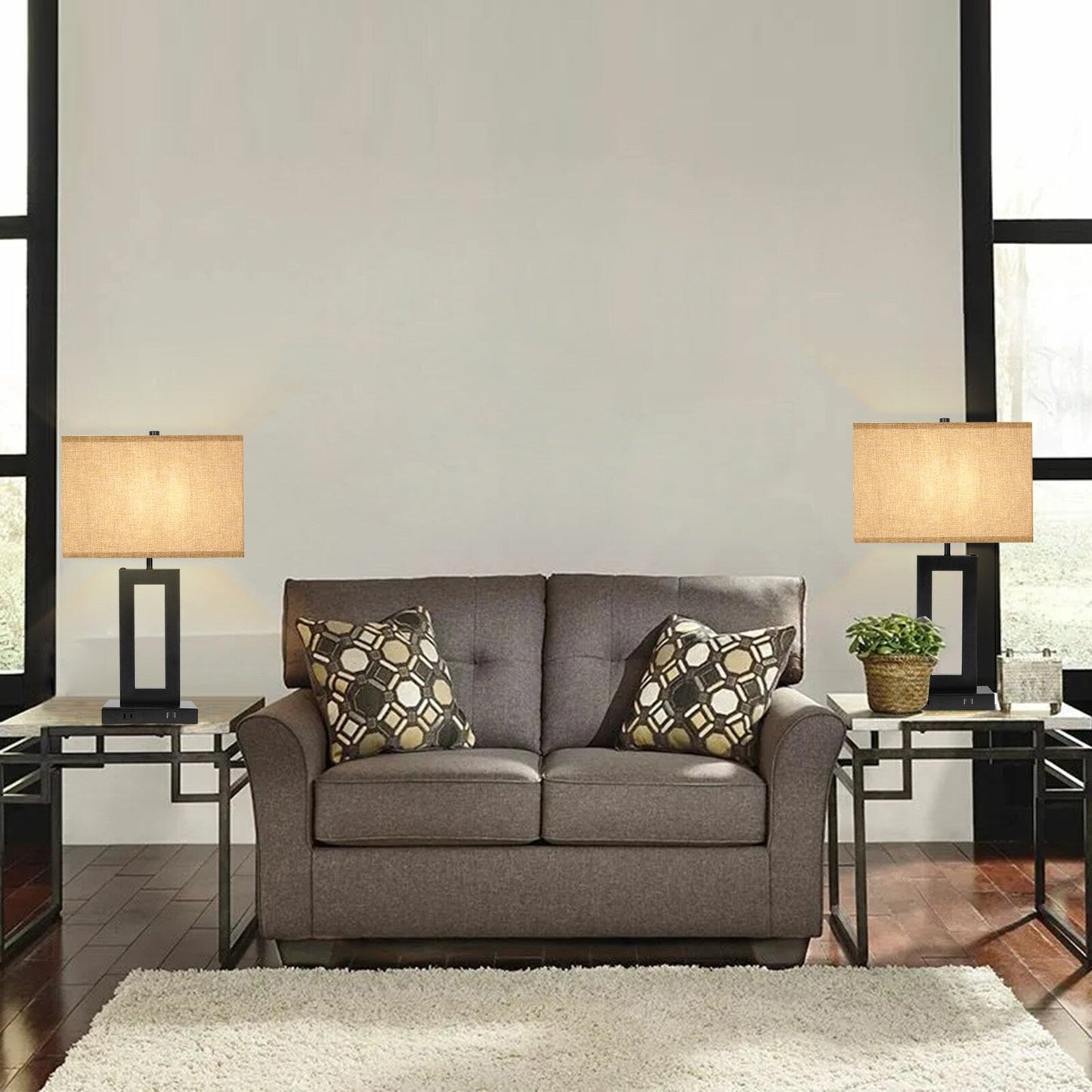 Ensemble de 22 lampes de table USB grises à commande tactile