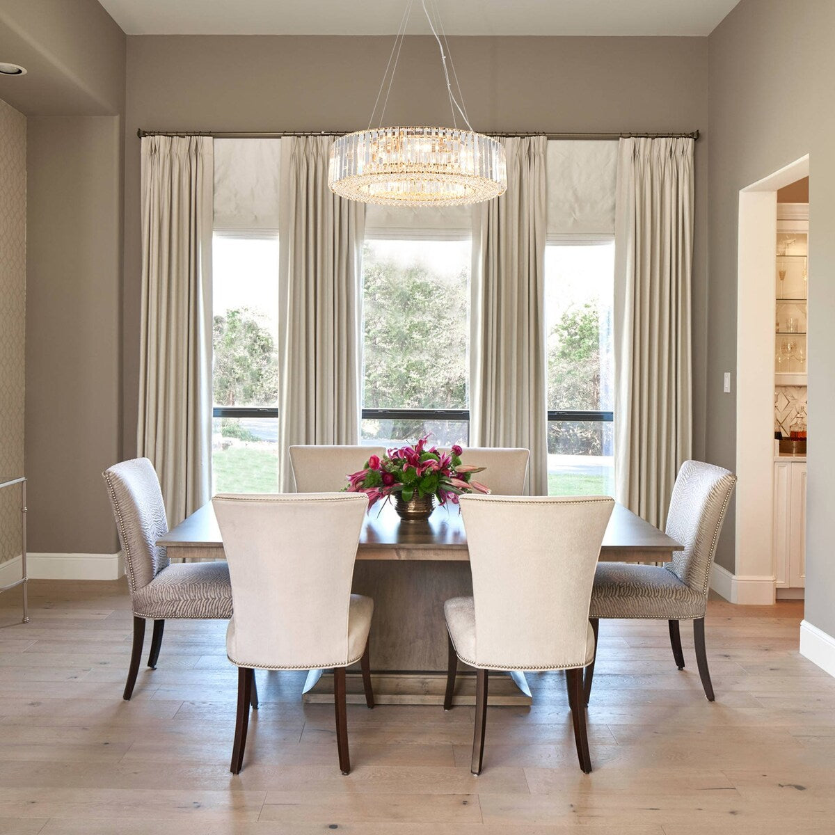 Lustre de ferme de 63 cm à 8 lumières, lustre en cristal, lustre tambour pour salle à manger, salon, chambre à coucher, cuisine