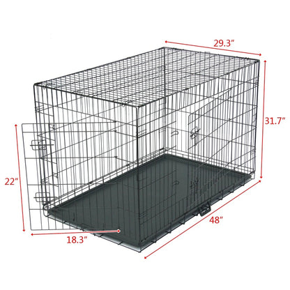 Cage pliable en acier pour animaux de compagnie de 24 à 48 pouces, cage pour chat et chien, parc pour animaux en fil de fer