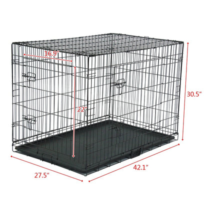 Cage pliable en acier pour animaux de compagnie de 24 à 48 pouces, cage pour chat et chien, parc pour animaux en fil de fer
