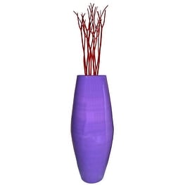 Vase de sol cylindrique en bambou de grande taille, décoratif pour halls d'hôtel et spas, idéal pour le salon ou le couloir.