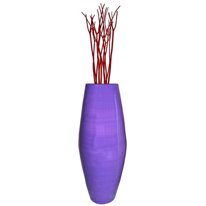 Vase de sol cylindrique en bambou de grande taille, décoratif pour halls d'hôtel et spas, idéal pour le salon ou le couloir.