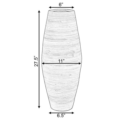 Vase de sol cylindrique en bambou de grande taille, décoratif pour halls d'hôtel et spas, idéal pour le salon ou le couloir.