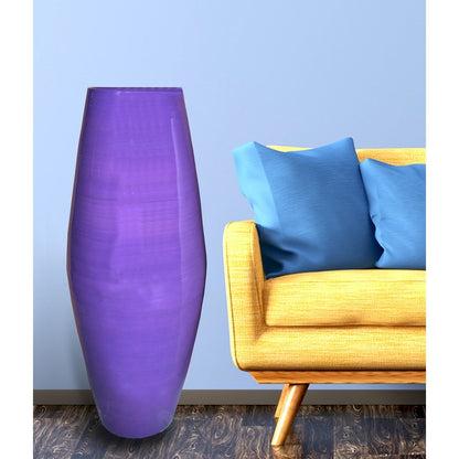 Vase de sol cylindrique en bambou de grande taille, décoratif pour halls d'hôtel et spas, idéal pour le salon ou le couloir.