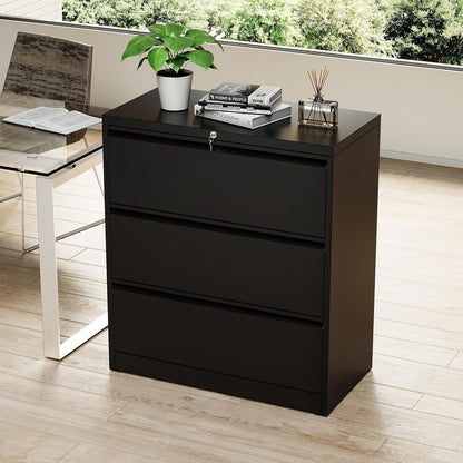 Classeur métallique verrouillable à 3 tiroirs pour bureau à domicile, armoire roulante entièrement assemblée