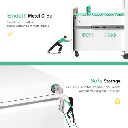 Classeur métallique verrouillable à 3 tiroirs pour bureau à domicile, armoire roulante entièrement assemblée