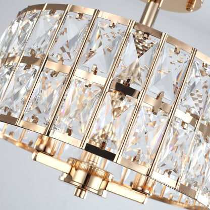 Plafonnier semi-encastré à 3 lumières en cristal pour salon et couloir