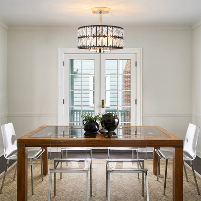 Plafonnier semi-encastré à 3 lumières en cristal pour salon et couloir