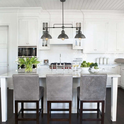 Suspension à 3 lumières en métal style campagnard rétro pour îlot de cuisine