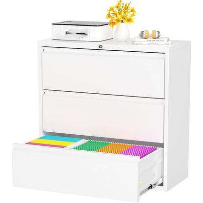 Classeur métallique verrouillable à 3 tiroirs pour bureau à domicile, armoire roulante entièrement assemblée