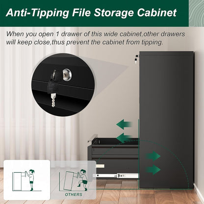 Classeur métallique verrouillable à 3 tiroirs pour bureau à domicile, armoire roulante entièrement assemblée