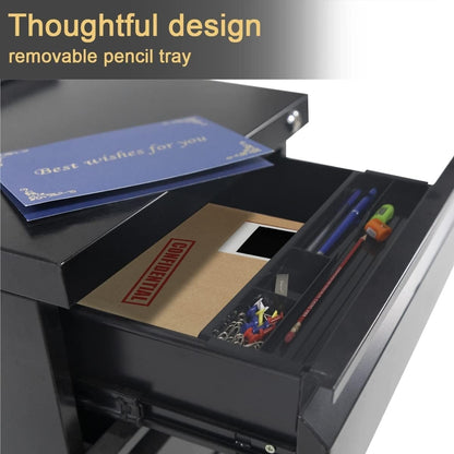 Classeur métallique verrouillable à 3 tiroirs pour bureau à domicile, armoire roulante entièrement assemblée