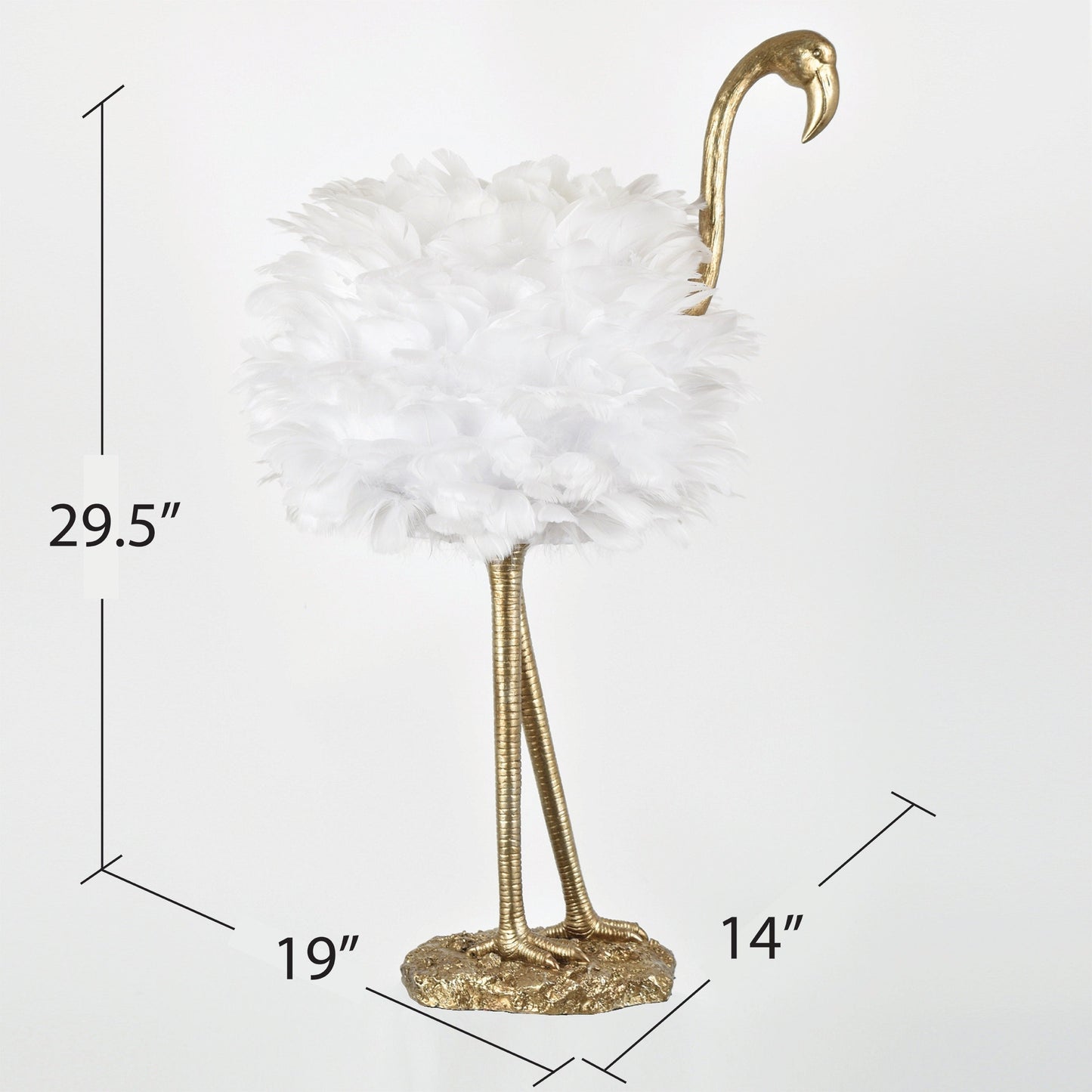 Lampe de table Flamingo - Blanc et or - 30,5 H - 30H x 19L x 14P