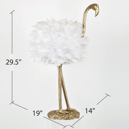 Lampe de table Flamingo - Blanc et or - 30,5 H - 30H x 19L x 14P