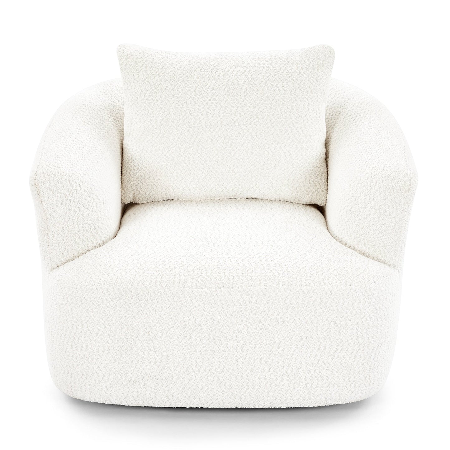 Fauteuil pivotant à 360°, fauteuil d'appoint Boucle 38,2 avec coussin décoratif, fauteuil tonneau rembourré avec accoudoirs incurvés