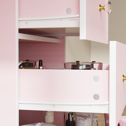 Ensemble de coiffeuse de maquillage de 39,4 po de large avec tabouret et miroir