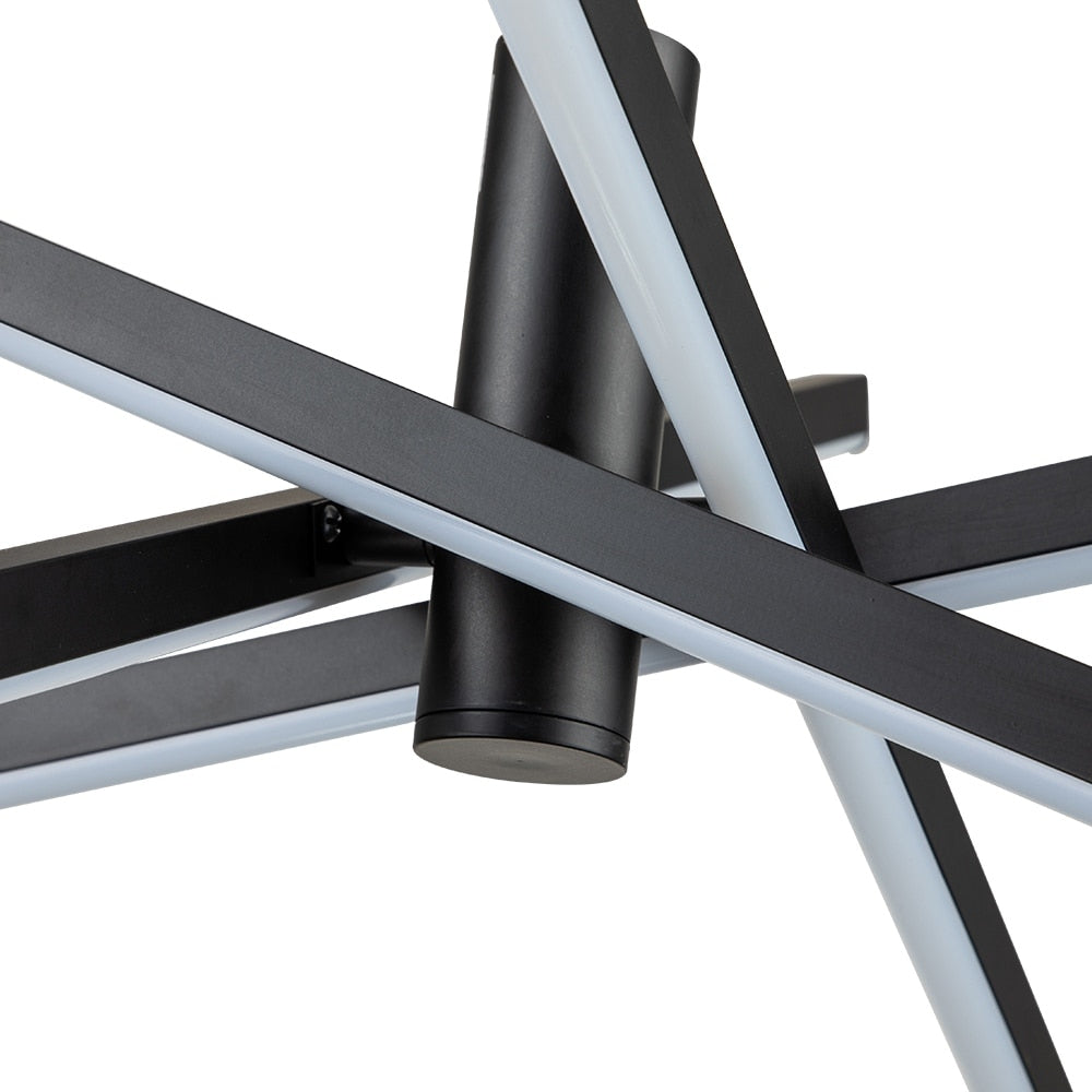 Lustre LED moderne en aluminium noir/doré, plafonnier linéaire Spoutnik pour salon/salle à manger/cuisine