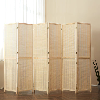 Paravent en bambou 4/6 panneaux, 1,8 m, amovible, pour séparation de pièce, écran de confidentialité pliable