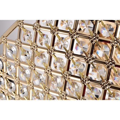 Lustre tambour à perles rondes avec cristaux suspendus