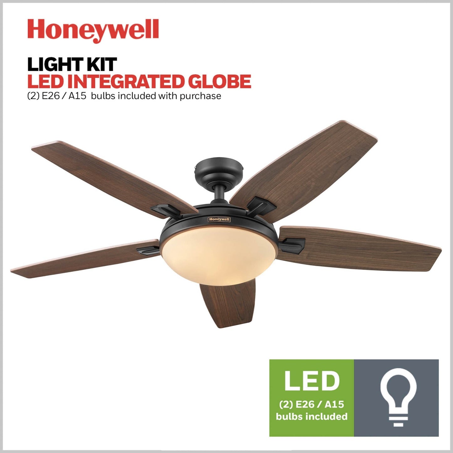 Ventilateur de plafond Honeywell Carmel 48 avec éclairage intégré et télécommande