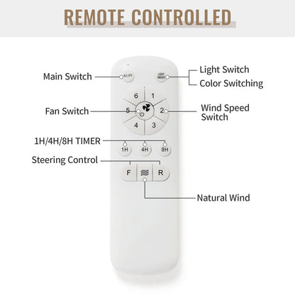 Ventilateur de plafond à LED intégré 48 et 52 pouces avec lumière et télécommande, moteur CC réversible