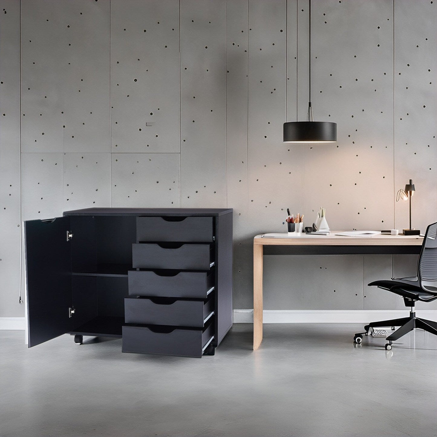 Commode de rangement en bois à 5 tiroirs avec roulettes - Organisateur d'artisanat et tiroir de maquillage pour placard et chambre