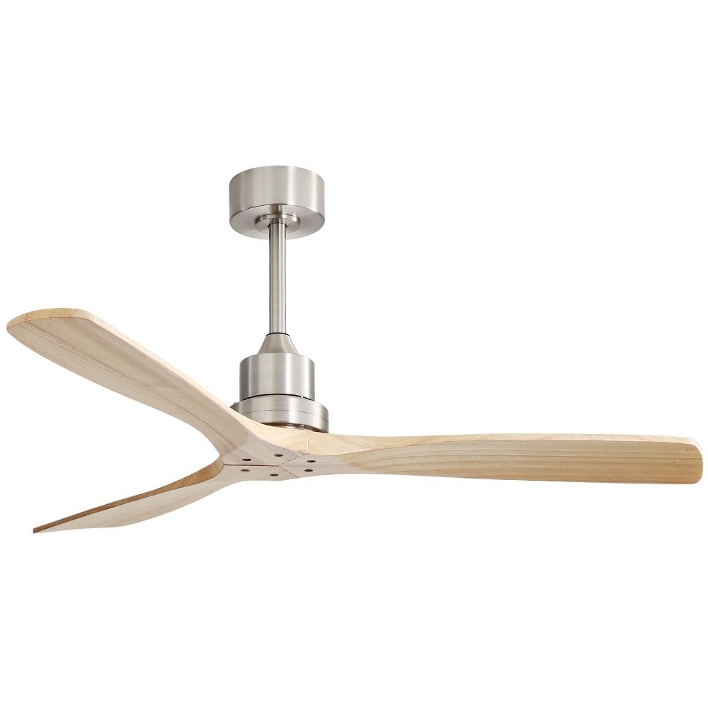 Ventilateur de plafond moderne en bois massif/ABS de 52 pouces avec télécommande (sans lumière), 6 vitesses de vent, flux d'air réversible