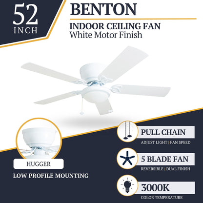 Ventilateur de plafond LED d'intérieur traditionnel Prominence Home Benton avec lumière et chaînes de traction