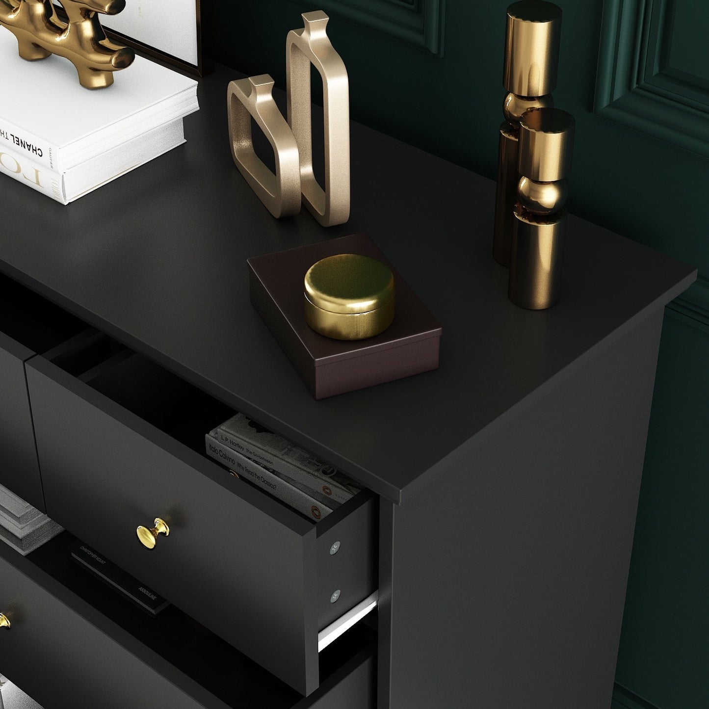 Commode double de 55,1 po de large avec tiroirs de rangement