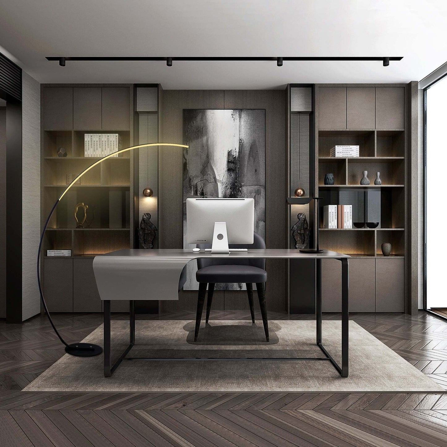 Lampadaire arqué à intensité variable à 69 LED - RGBW - N/A