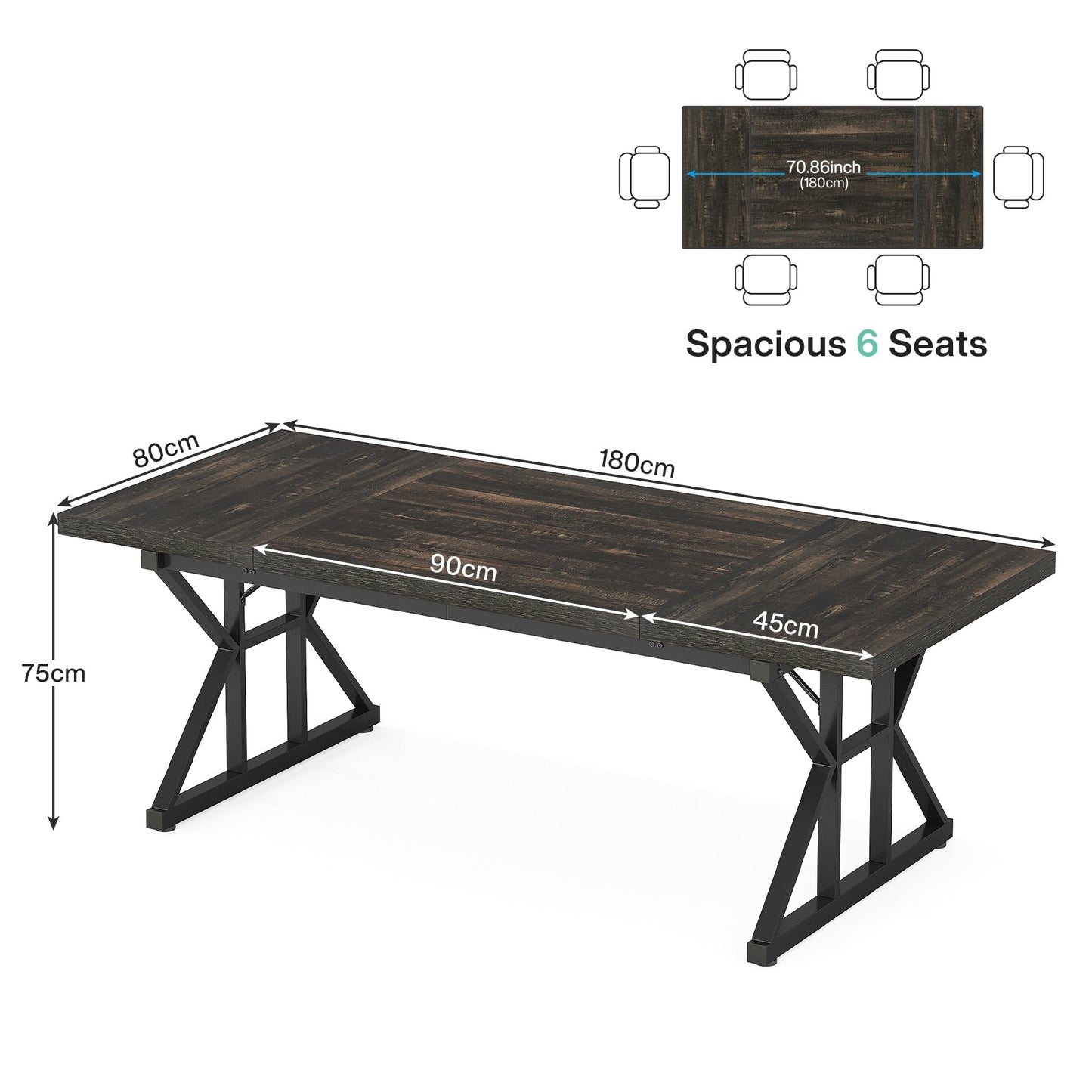 Bureau exécutif de 70,8 pouces, grand poste de travail informatique