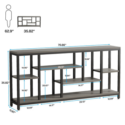 Console de canapé de 70,9 pouces avec rangement, table d'entrée à 3 niveaux pour couloir