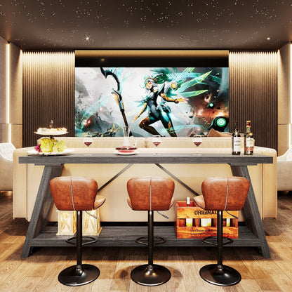 Table console en bois rustique de 70,9 pouces de long avec étagère de rangement