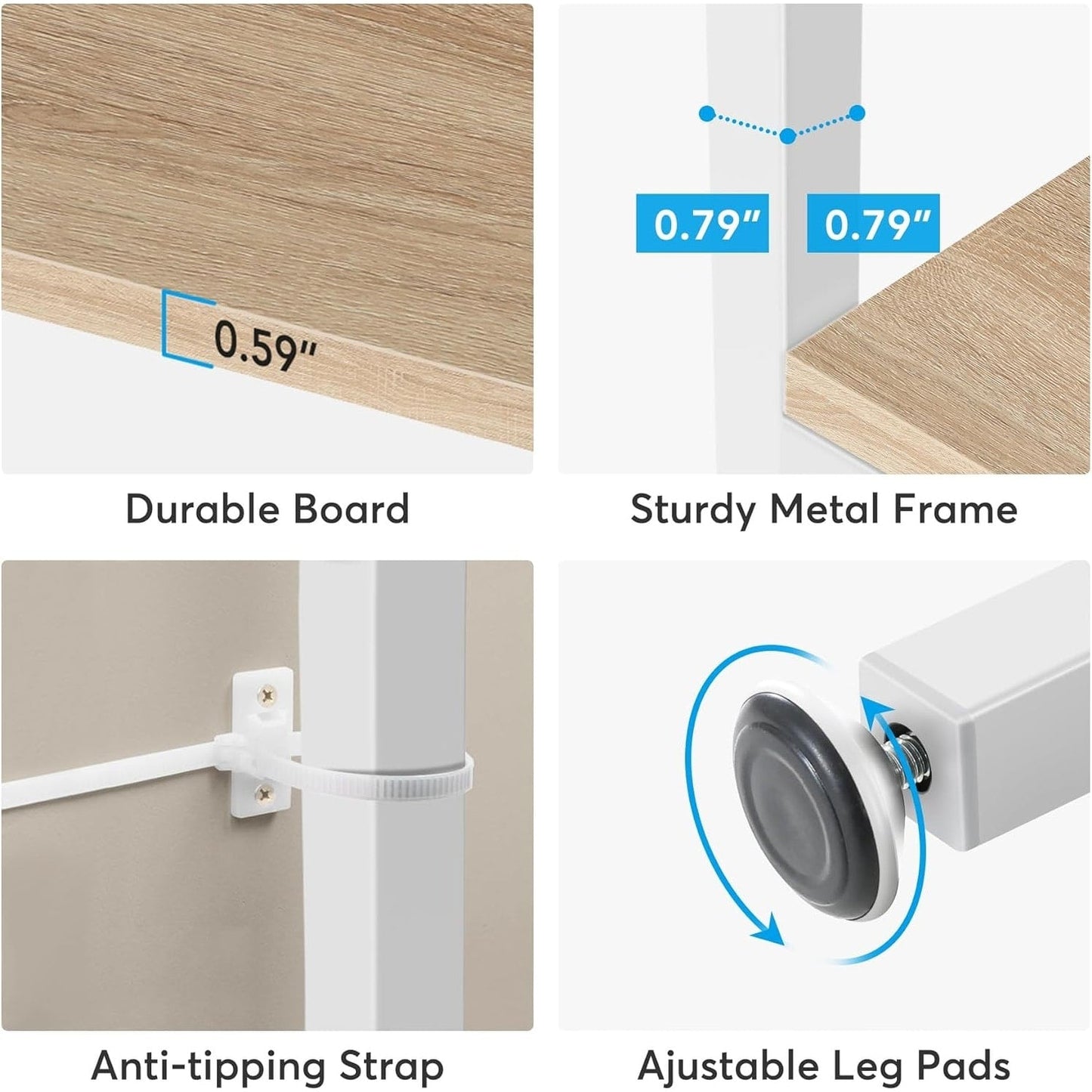 Bibliothèque industrielle à 6 niveaux en bois brun rustique, étagères ouvertes
