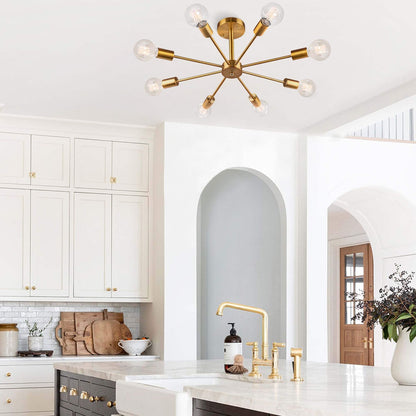 Plafonnier semi-encastré Spoutnik noir/doré pour salon, cuisine, bureau, chambre à coucher, hall d'entrée