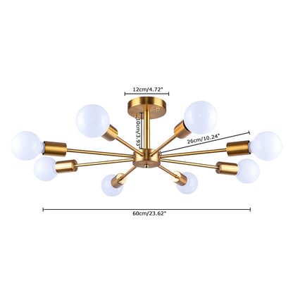 Plafonnier semi-encastré Spoutnik noir/doré pour salon, cuisine, bureau, chambre à coucher, hall d'entrée