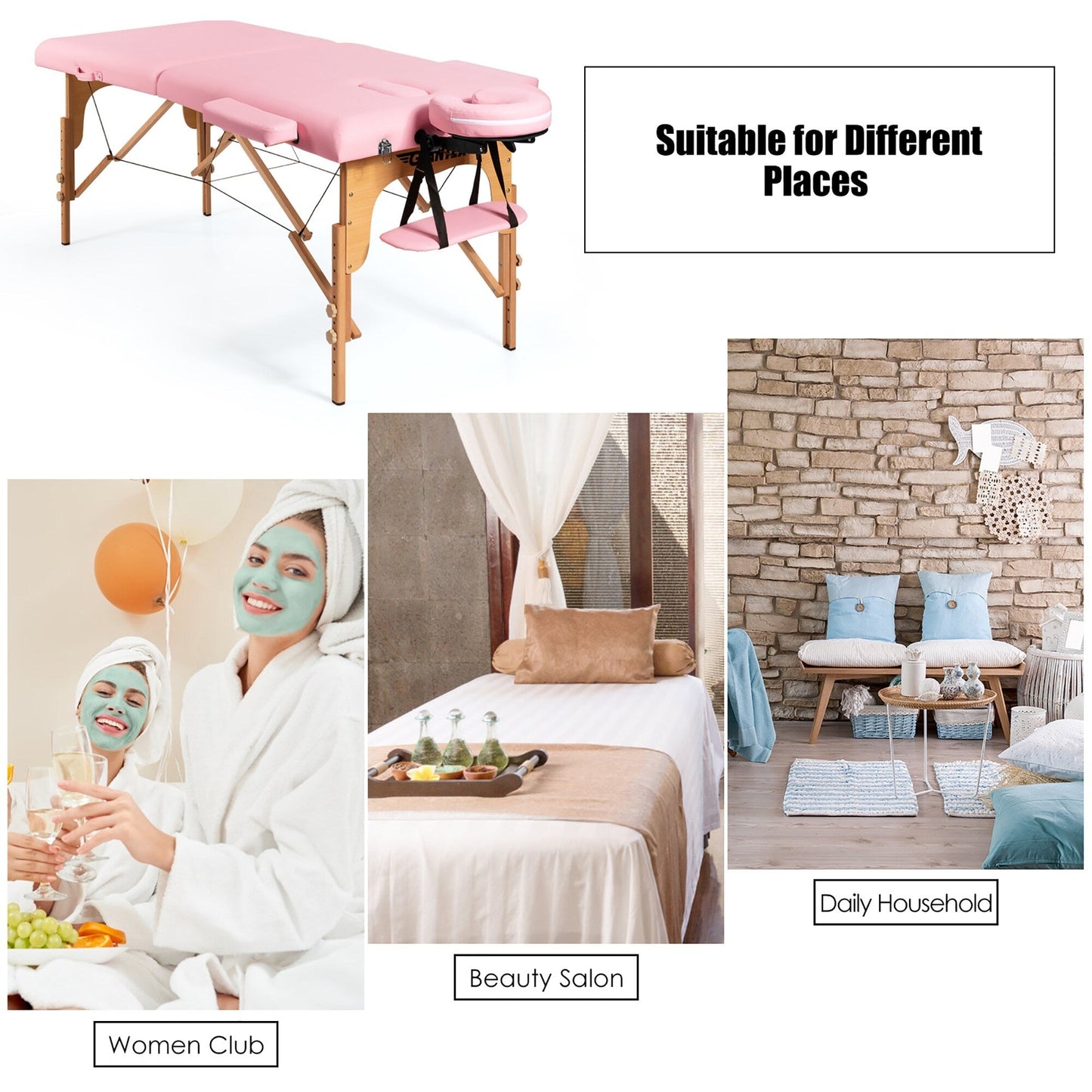 Table de massage portable 84''L réglable pour le visage, le spa et le tatouage avec transport