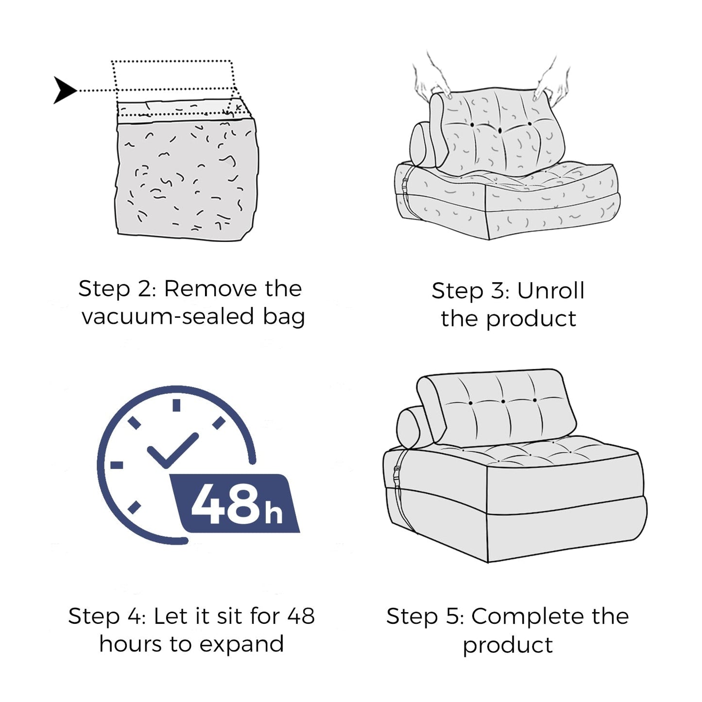 Canapé-lit pliant en velours côtelé 8 places, simple