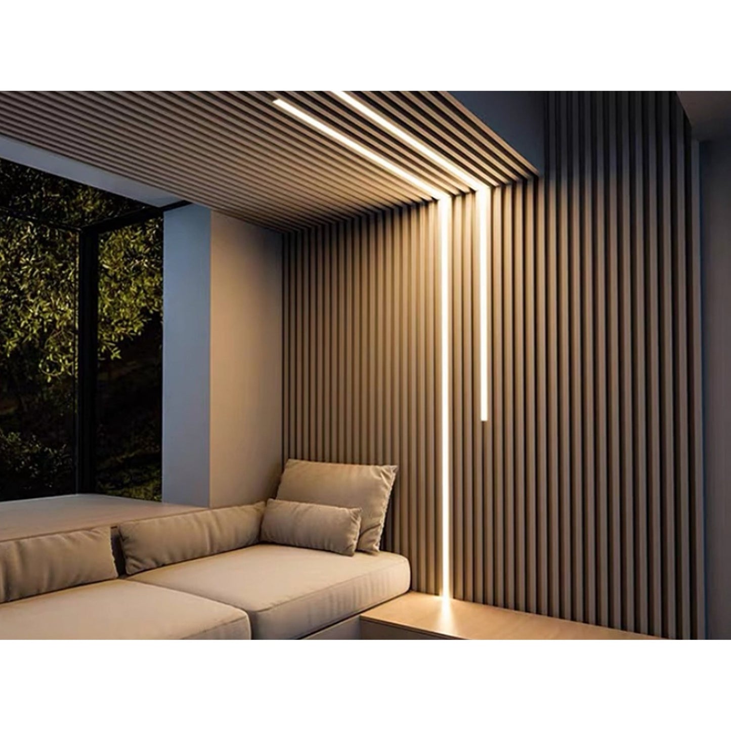 Panneau de revêtement mural en bois massif 93 po x 6 po x 0,8 po - 3 pièces + 1 pièce de garniture d'extrémité