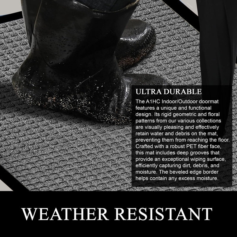 A1HC Nouveau paillasson en caoutchouc polypropylène durable et polyvalent Paillasson intérieur/extérieur toutes saisons