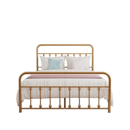 Cadre de lit plateforme en métal vintage simple Alazyhome, montage facile