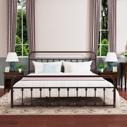 Cadre de lit plateforme en métal vintage simple Alazyhome, montage facile