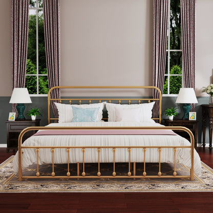 Cadre de lit plateforme en métal vintage simple Alazyhome, montage facile