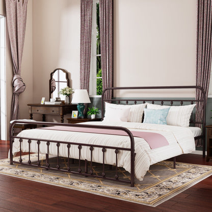 Cadre de lit plateforme en métal vintage simple Alazyhome, montage facile