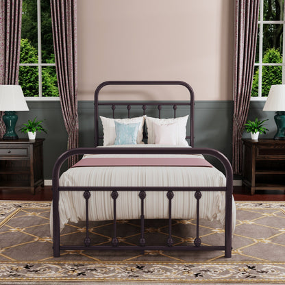 Cadre de lit plateforme en métal vintage simple Alazyhome, montage facile